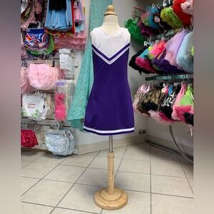 Size 10 Blank (No Logo) Purple & White Cheerleading Uniform Jumper Dress NWT